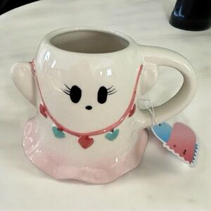Ghosts Dress with Lashes and Hearts Ceramic Cup Summerween Mug